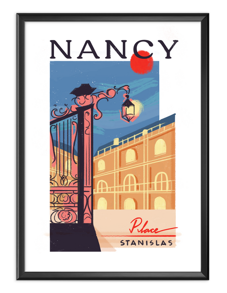 Affiche A3 "Nancy "place Stanislas L'art du trait "